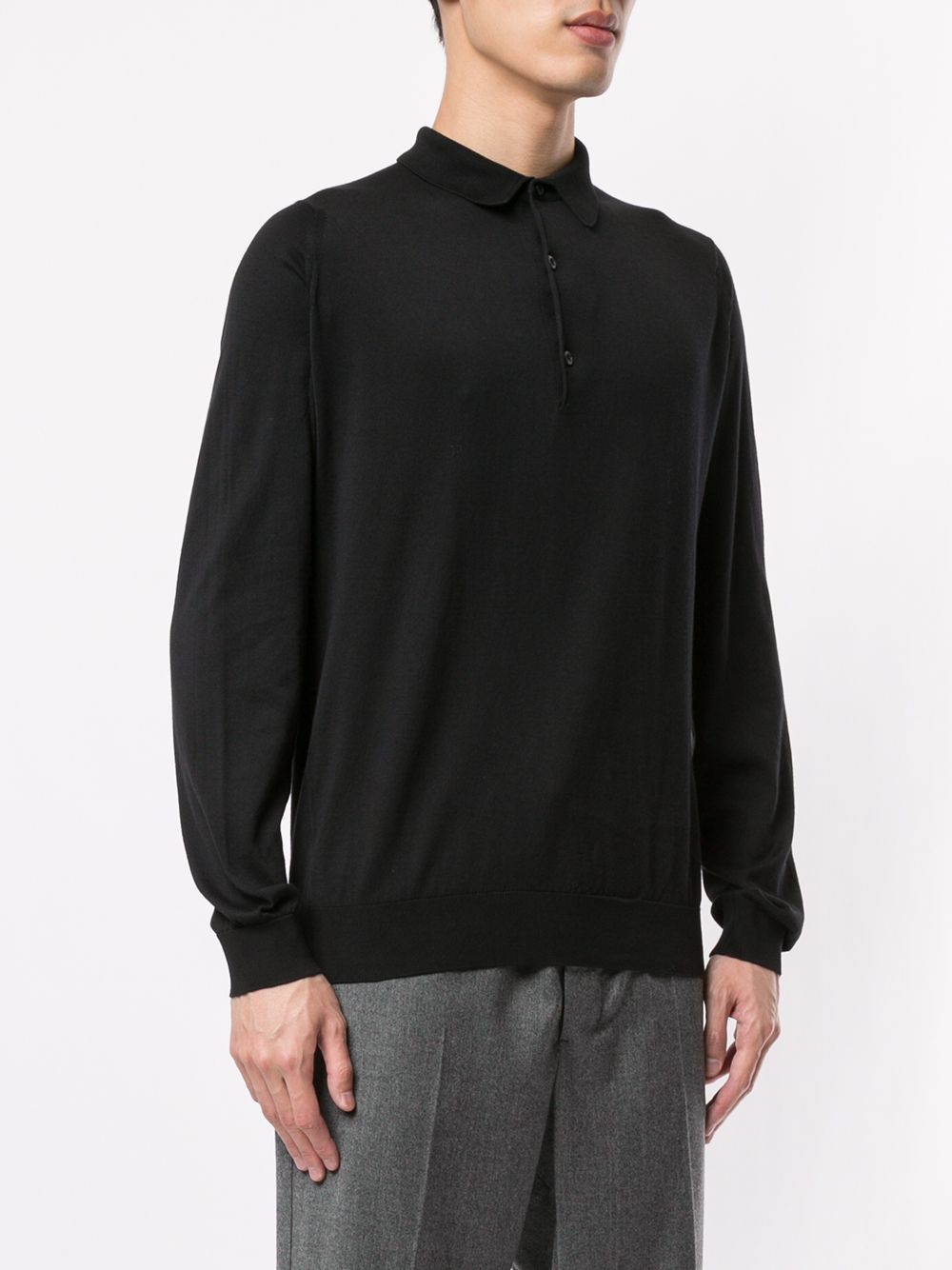 Polo a maniche lunghe in nero John smedley - uomo 