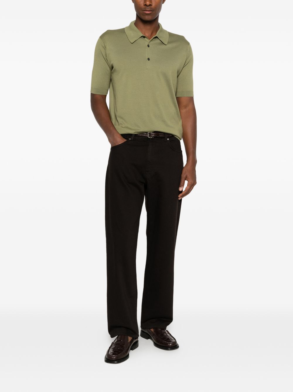 Polo a maniche corte in verde John smedley - uomo 