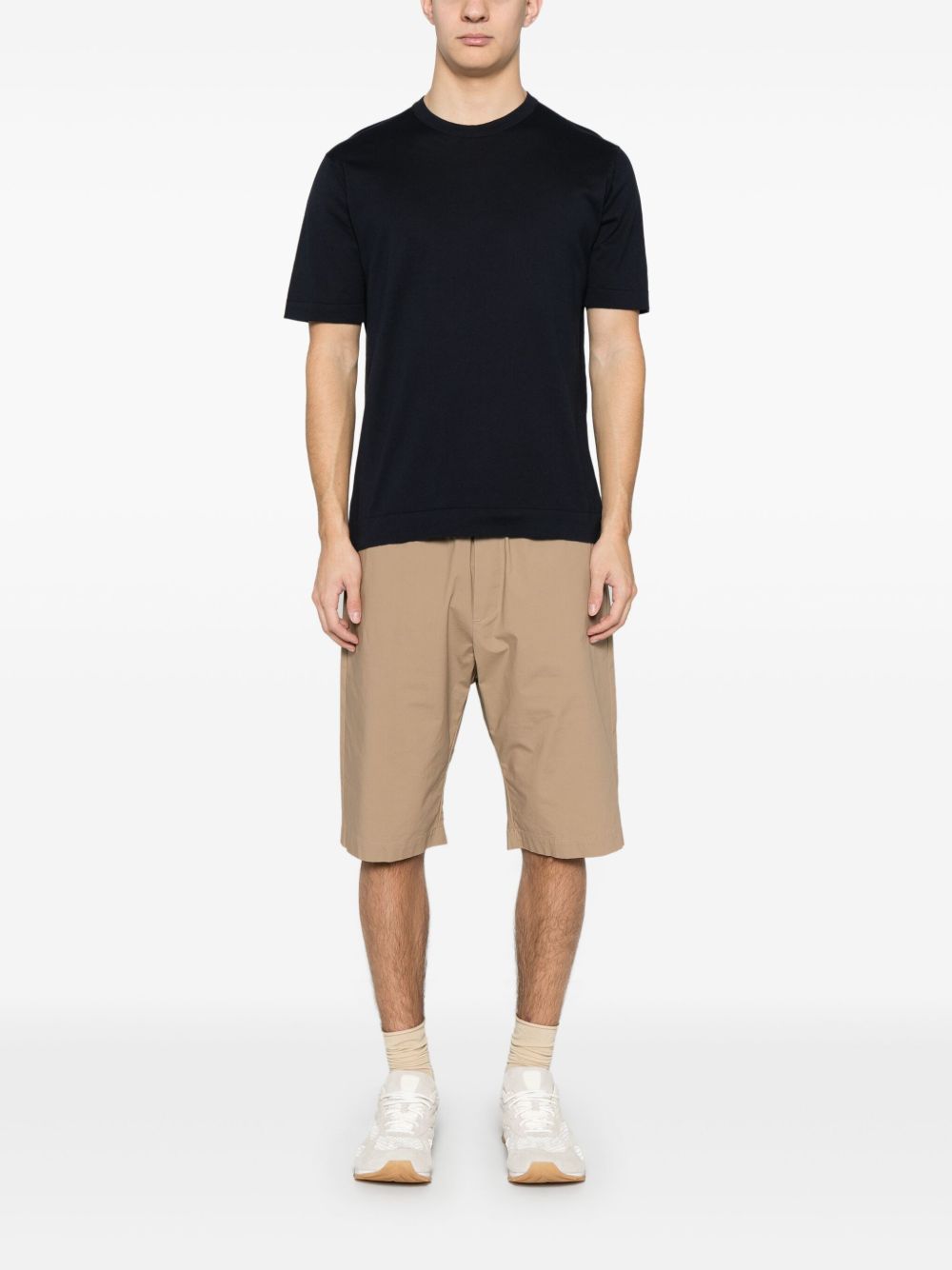 T-shirt girocollo in blu John smedley - uomo 