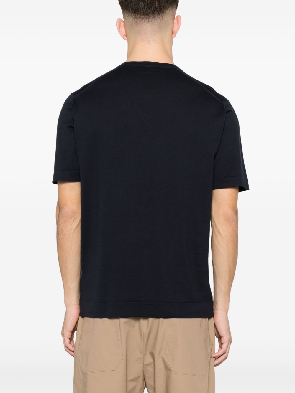 T-shirt girocollo in blu John smedley - uomo 