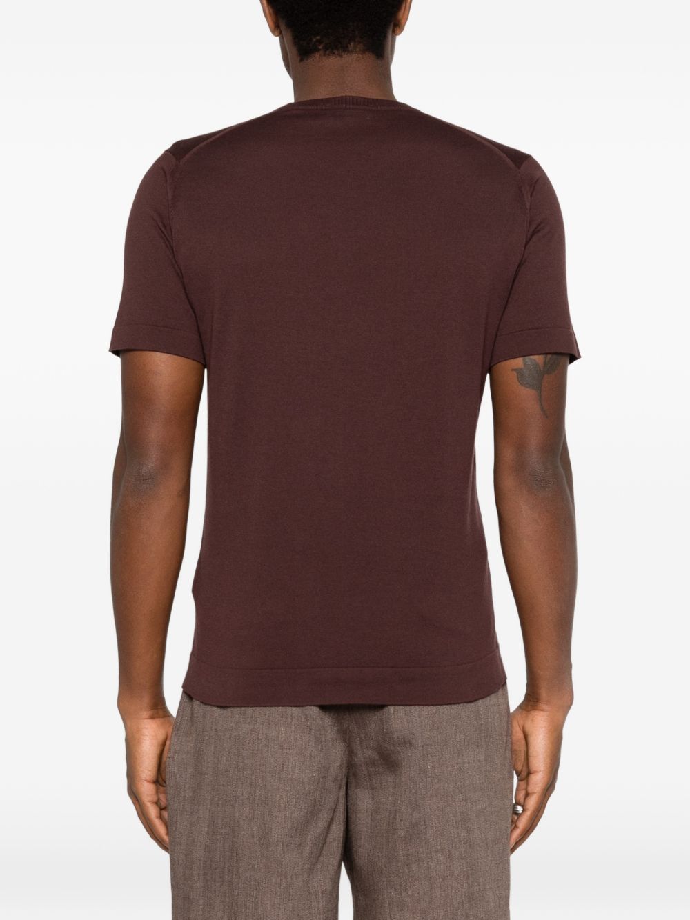 T-shirt lorca in maglia fine in marrone John smedley - uomo 