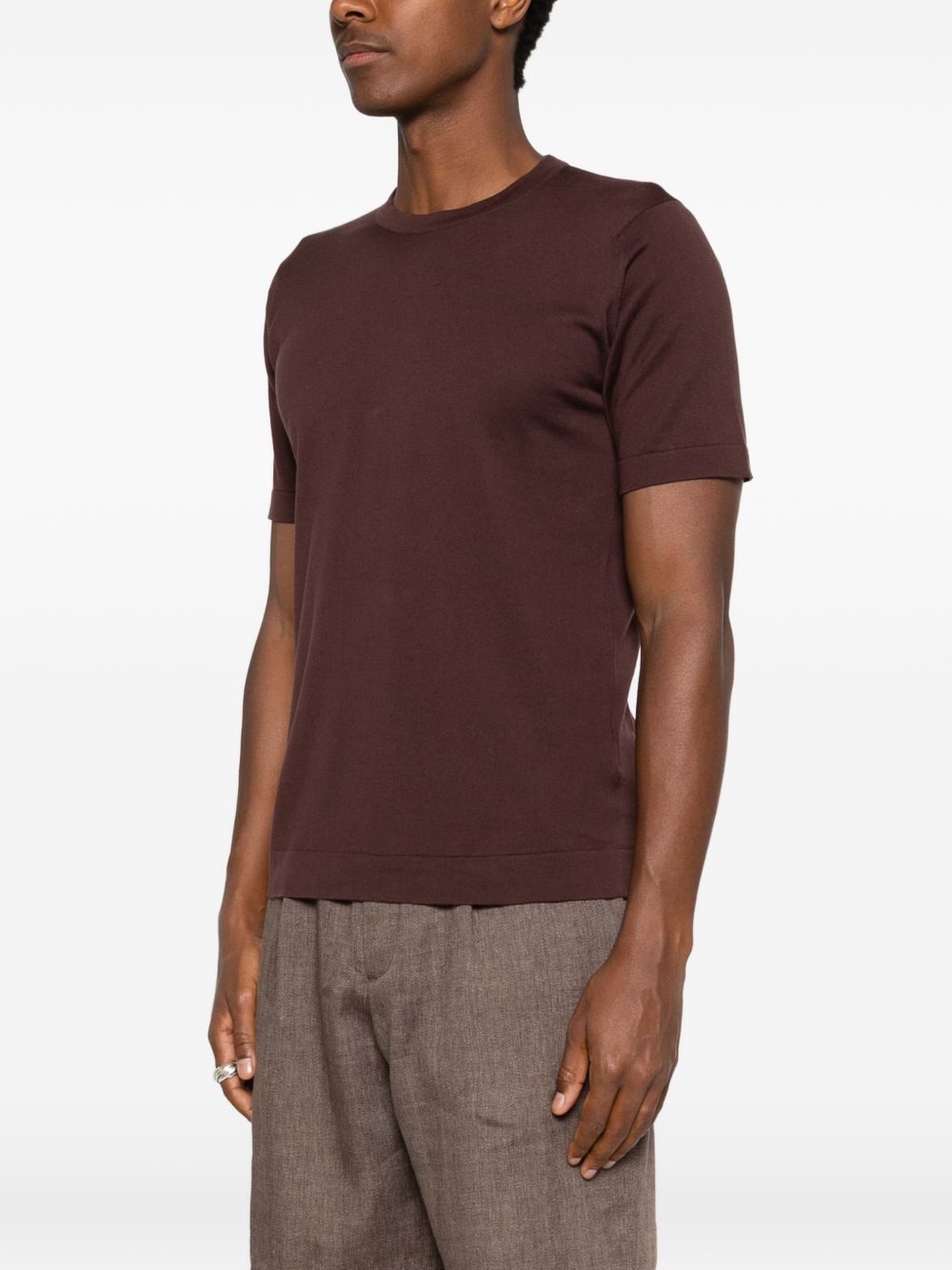 T-shirt lorca in maglia fine in marrone John smedley - uomo 