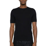 T-shirt con bordo a coste in nero 