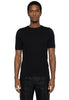 Black ribbed-hem T-shirt