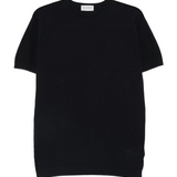 T-shirt con bordo a coste in nero 