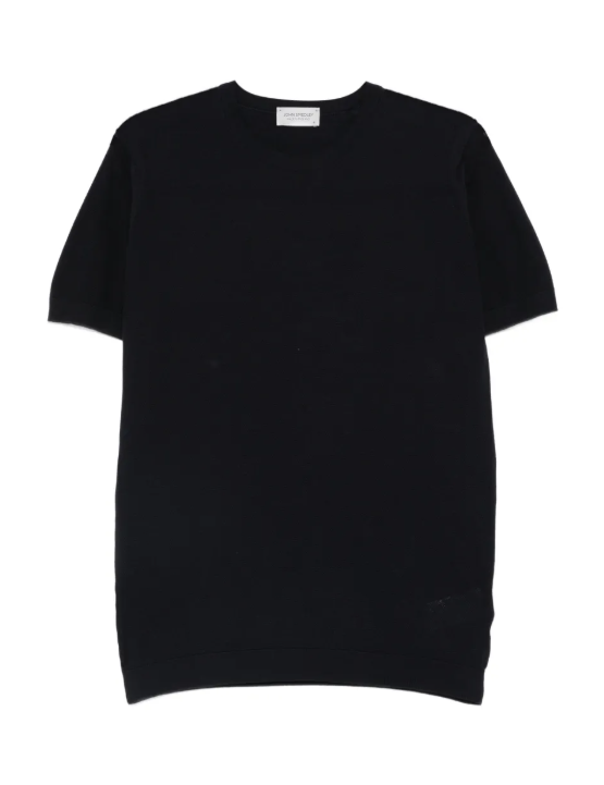 T-shirt con bordo a coste in nero 