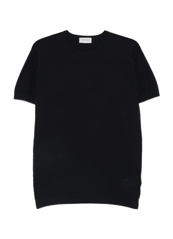T-shirt con bordo a coste in nero 