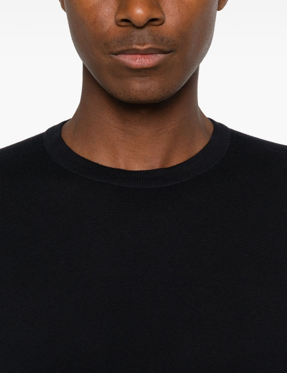 T-shirt in lavorazione pique con bordi a coste in blue John smedley - uomo 