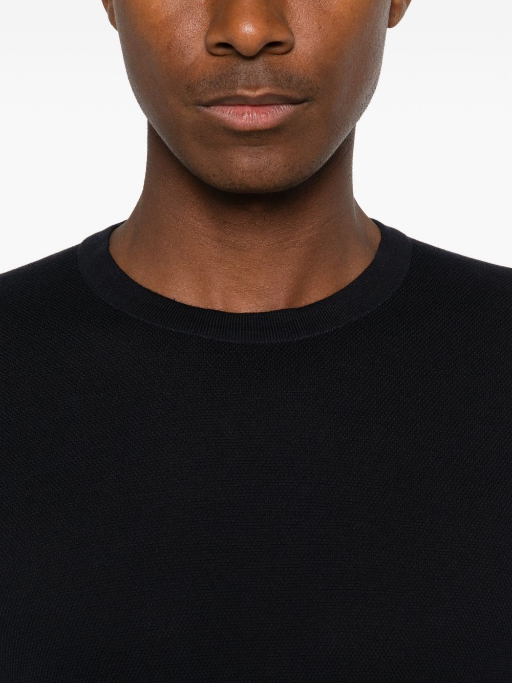 T-shirt in lavorazione pique con bordi a coste in blue John smedley - uomo 