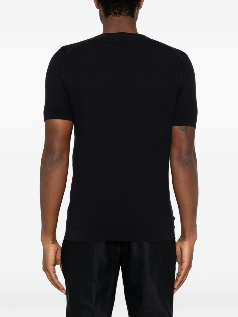 T-shirt in lavorazione pique con bordi a coste in blue John smedley - uomo 