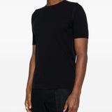 T-shirt in lavorazione pique con bordi a coste in blue John smedley - uomo 