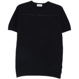 T-shirt in lavorazione pique con bordi a coste in blue John smedley - uomo 