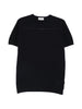 Men's John Smedley Blue Pique T-Shirt with Ribbed Trims