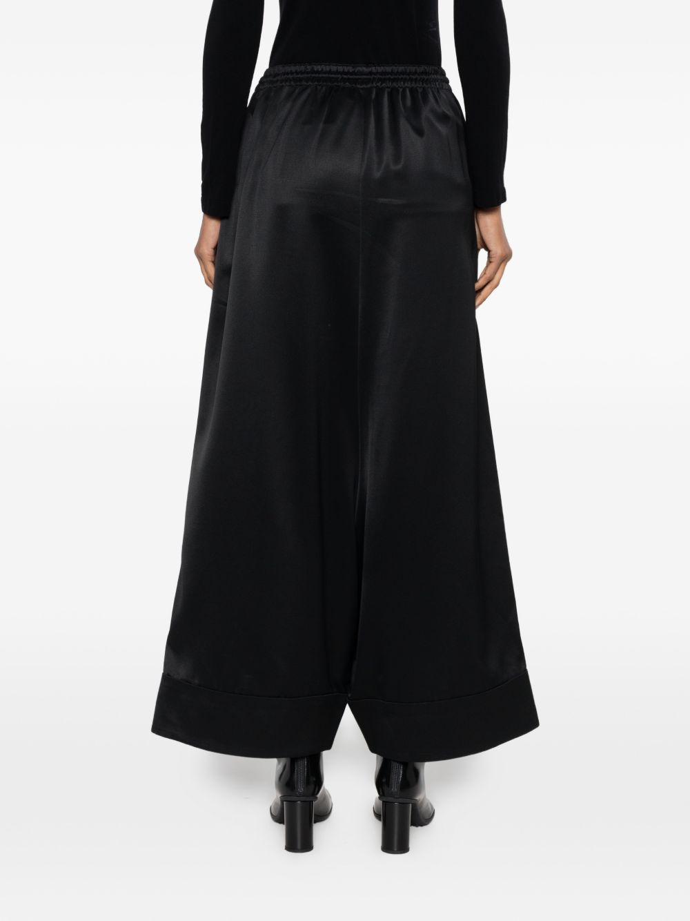 Pantaloni a gamba ampia con finitura satinata in nero Junya watanabe - donna 