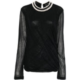 Top a maniche lunghe con perle in nero Junya watanabe - donna 