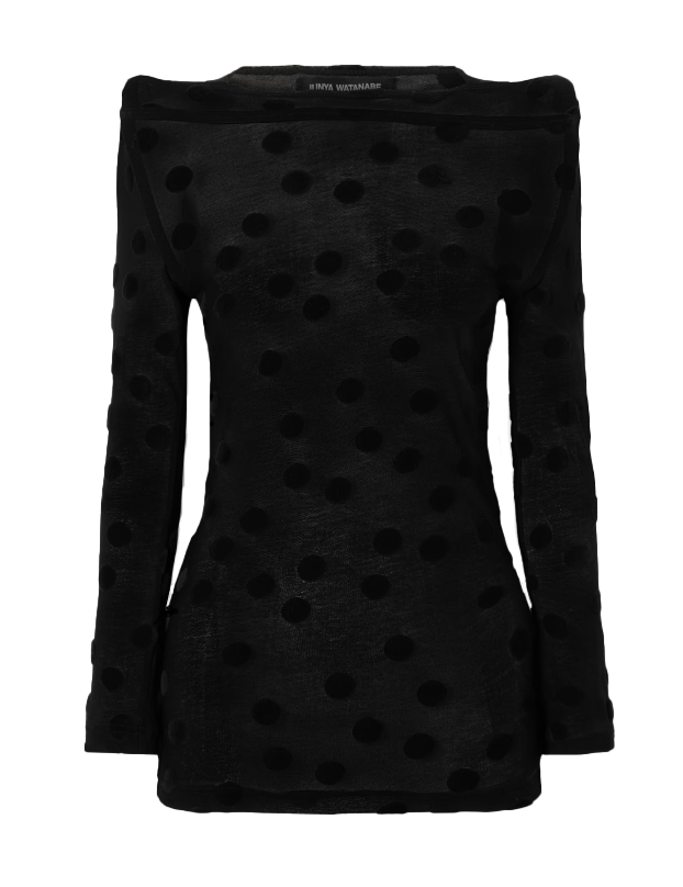 Top in jersey di cotone floccato a pois  in nero Junya watanabe - donna 