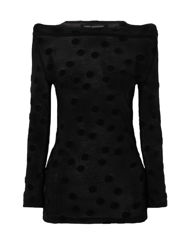 Top in jersey di cotone floccato a pois  in nero Junya watanabe - donna 