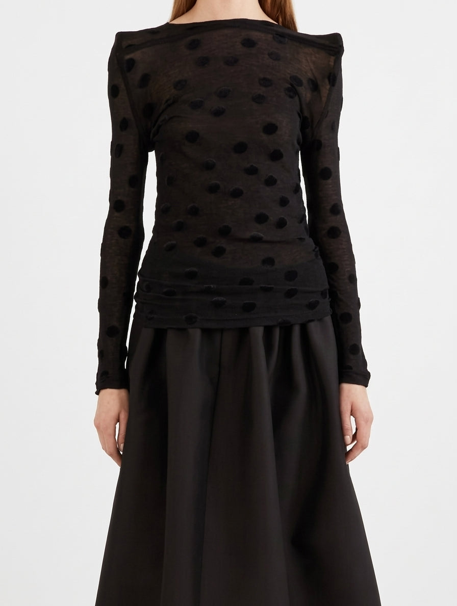 Top in jersey di cotone floccato a pois  in nero Junya watanabe - donna 