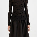 Top in jersey di cotone floccato a pois  in nero Junya watanabe - donna 