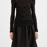 Top in jersey di cotone floccato a pois  in nero Junya watanabe - donna 