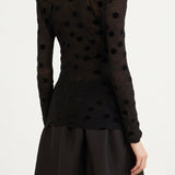 Top in jersey di cotone floccato a pois  in nero Junya watanabe - donna 