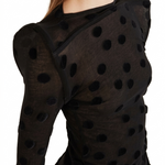 Top in jersey di cotone floccato a pois  in nero Junya watanabe - donna 
