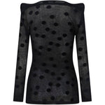 Top in jersey di cotone floccato a pois  in nero Junya watanabe - donna 