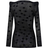 Top in jersey di cotone floccato a pois  in nero Junya watanabe - donna 