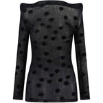Top in jersey di cotone floccato a pois  in nero Junya watanabe - donna 