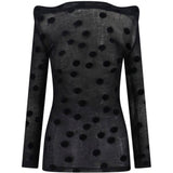 Top in jersey di cotone floccato a pois  in nero Junya watanabe - donna 