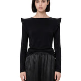 Top con spalline strutturate  in nero 