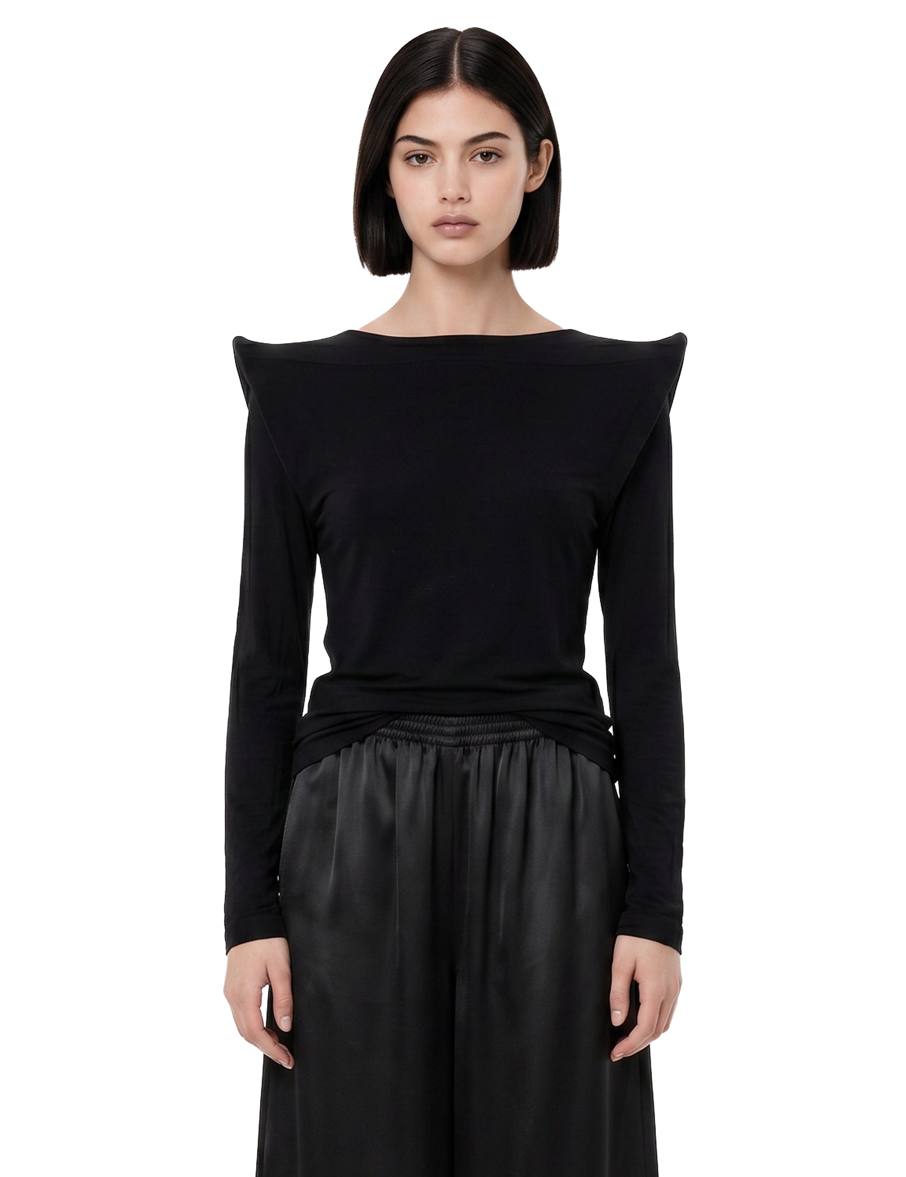 Top con spalline strutturate  in nero 