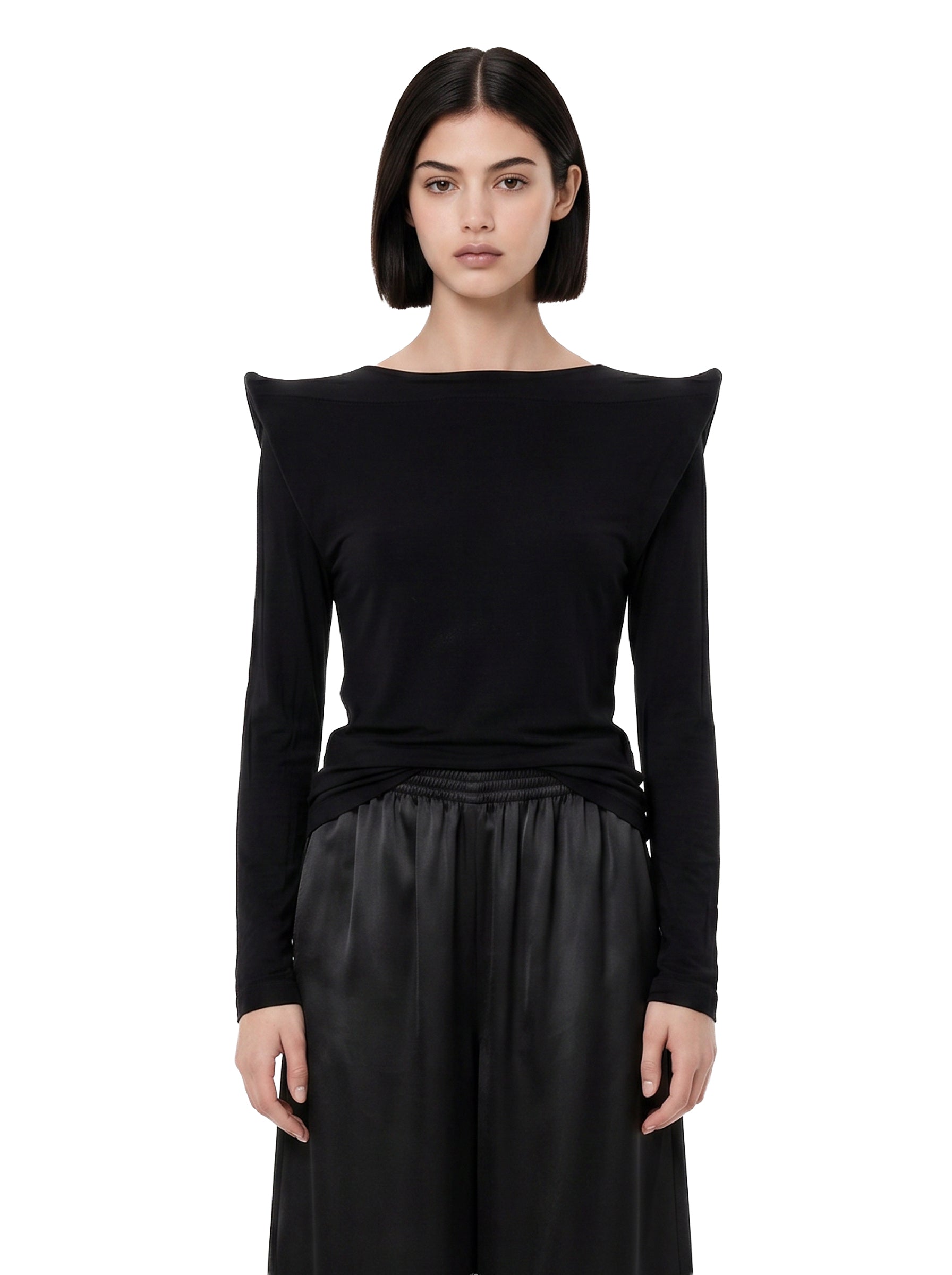Top con spalline strutturate  in nero 