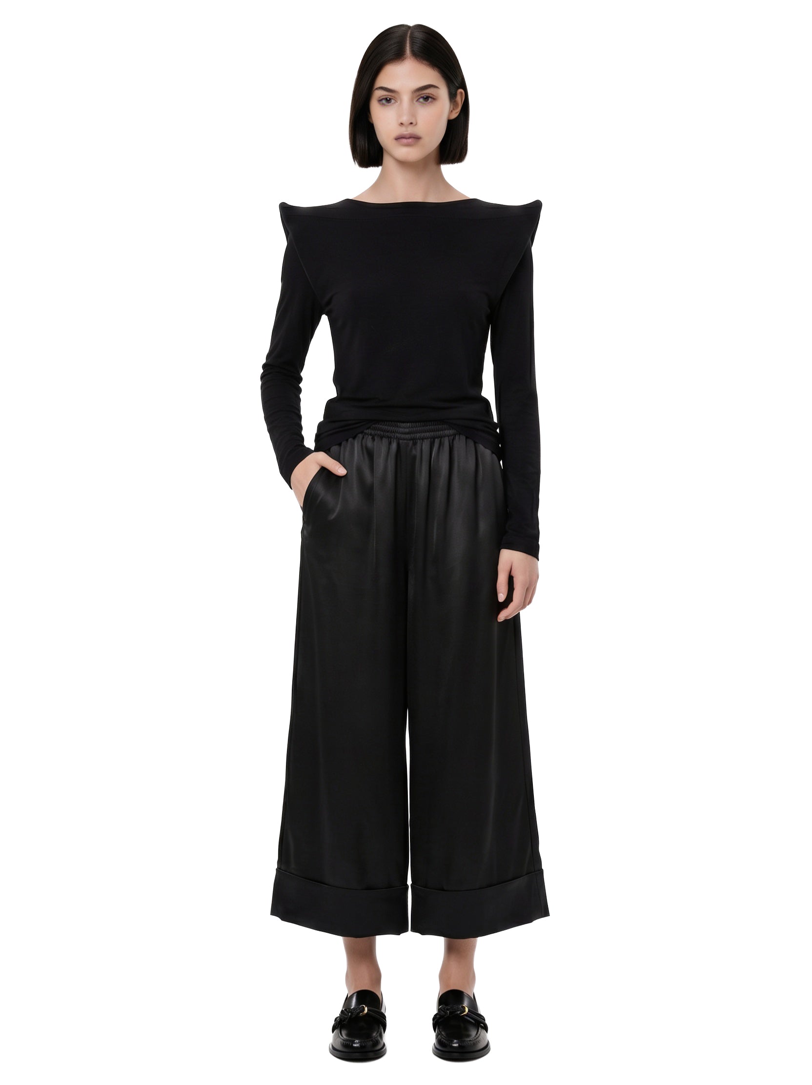 Top con spalline strutturate  in nero 