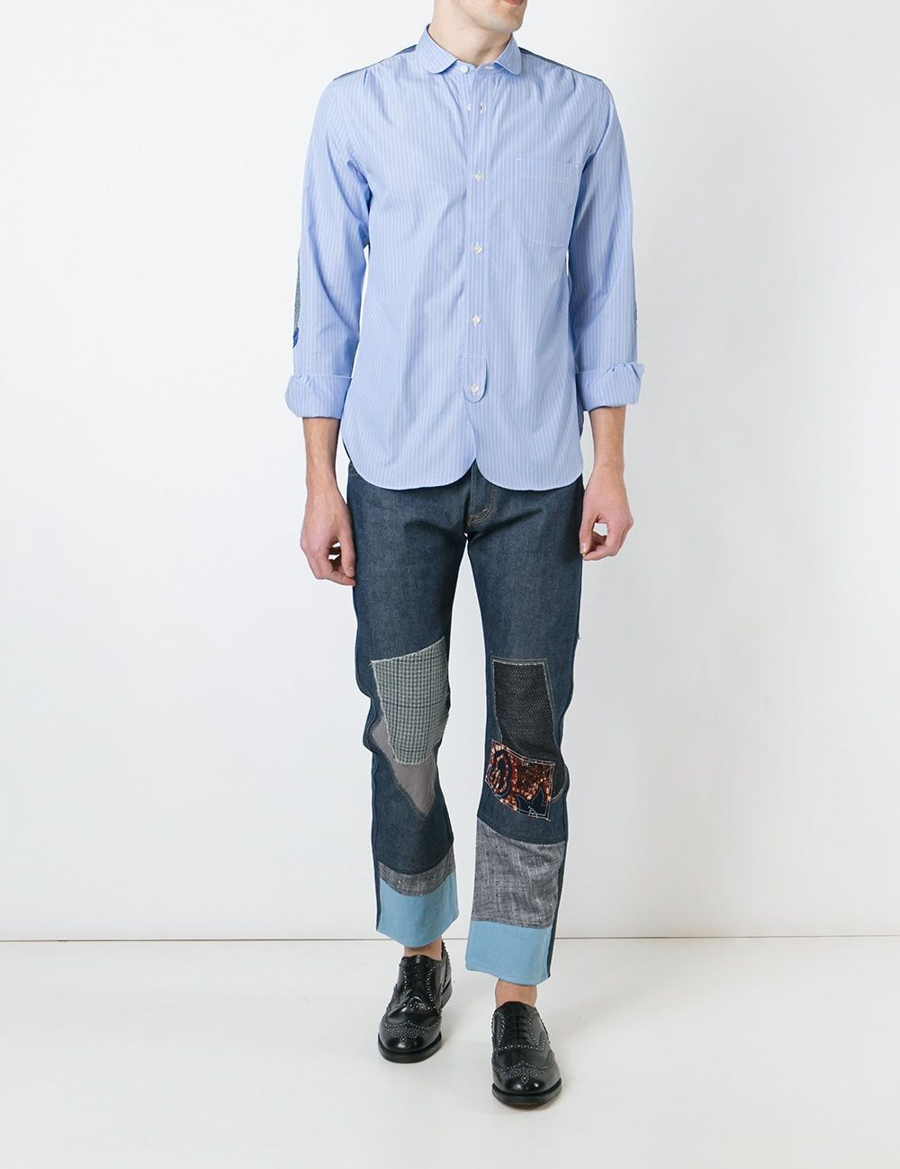 Camicia con dettaglio toppe in azzurro Junya Watanabe MAN - uomo 