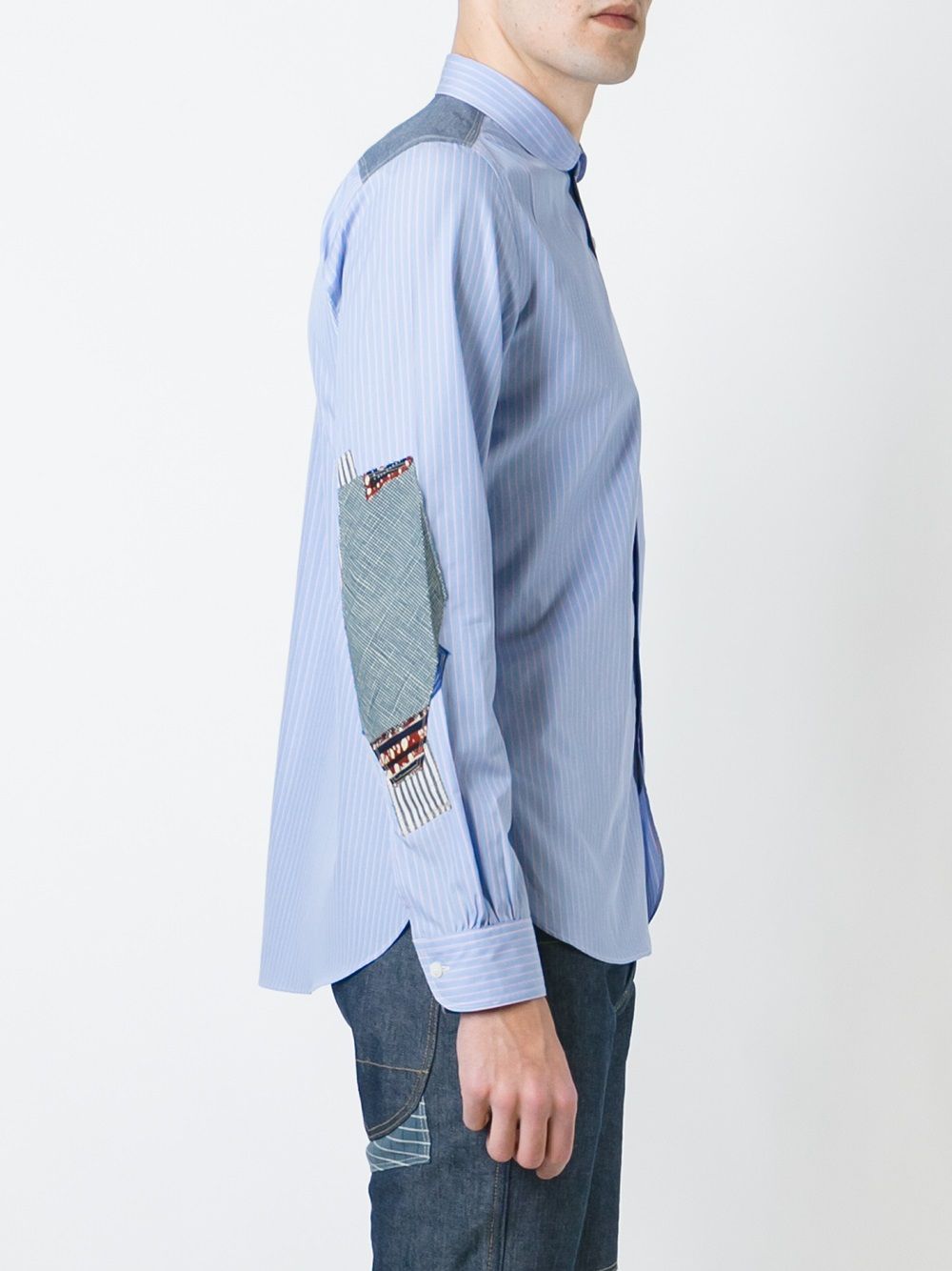 Camicia con dettaglio toppe in azzurro Junya Watanabe MAN - uomo 