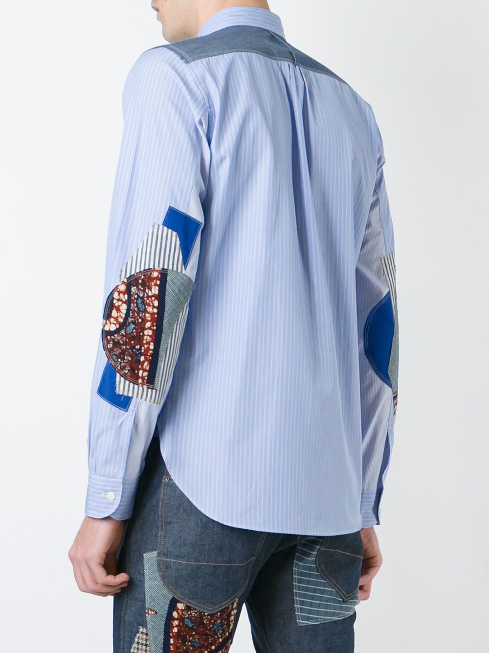 Camicia con dettaglio toppe in azzurro Junya Watanabe MAN - uomo 