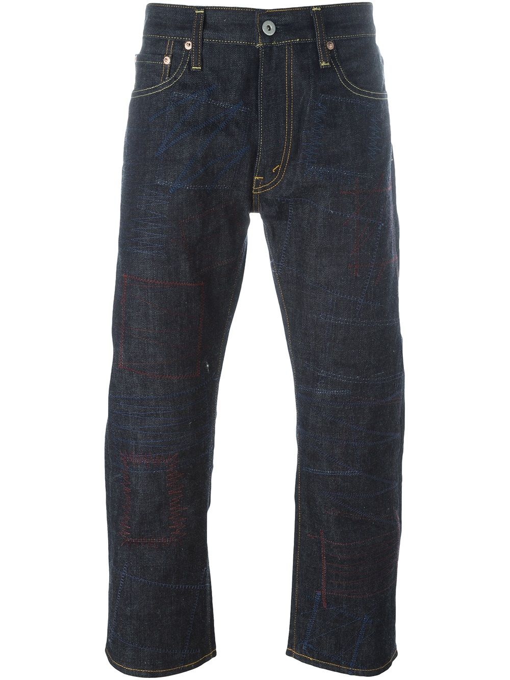 Jeans crop a gamba dritta in blu Junya watanabe - uomo 