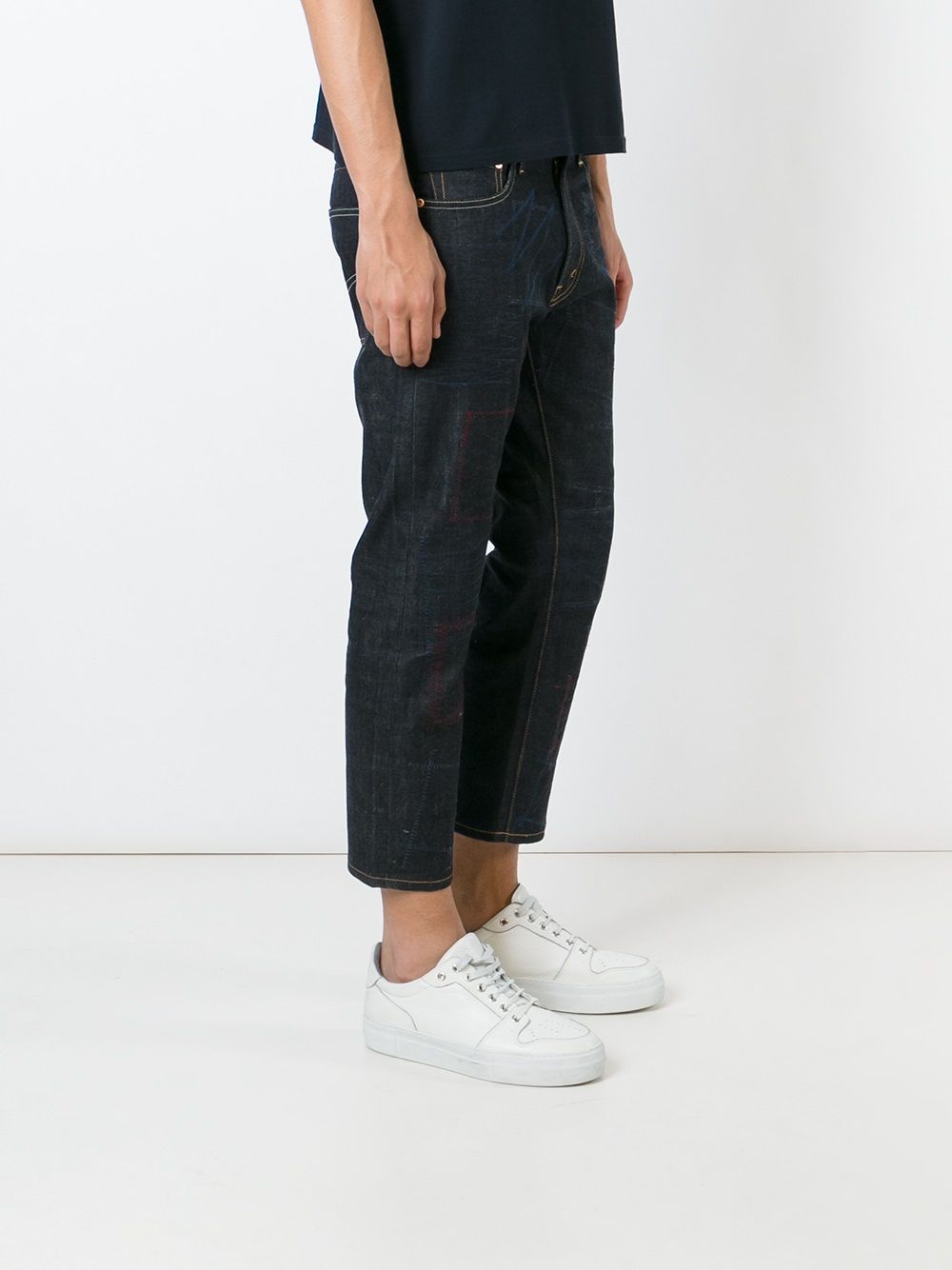 Jeans crop a gamba dritta in blu Junya watanabe - uomo 