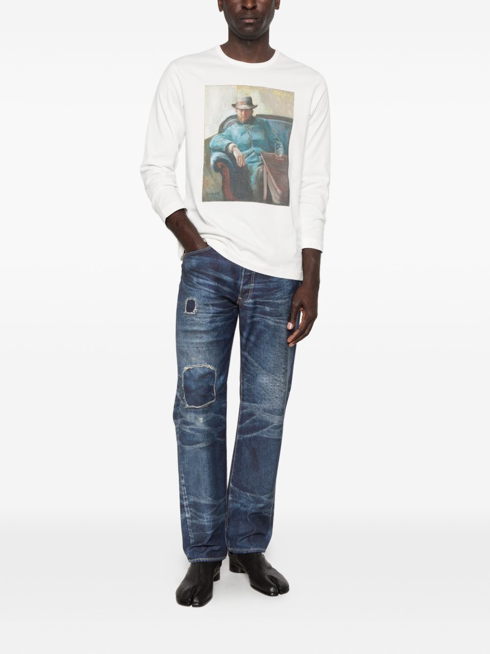 T-shirt a maniche lunghe in bianco Junya watanabe - uomo 