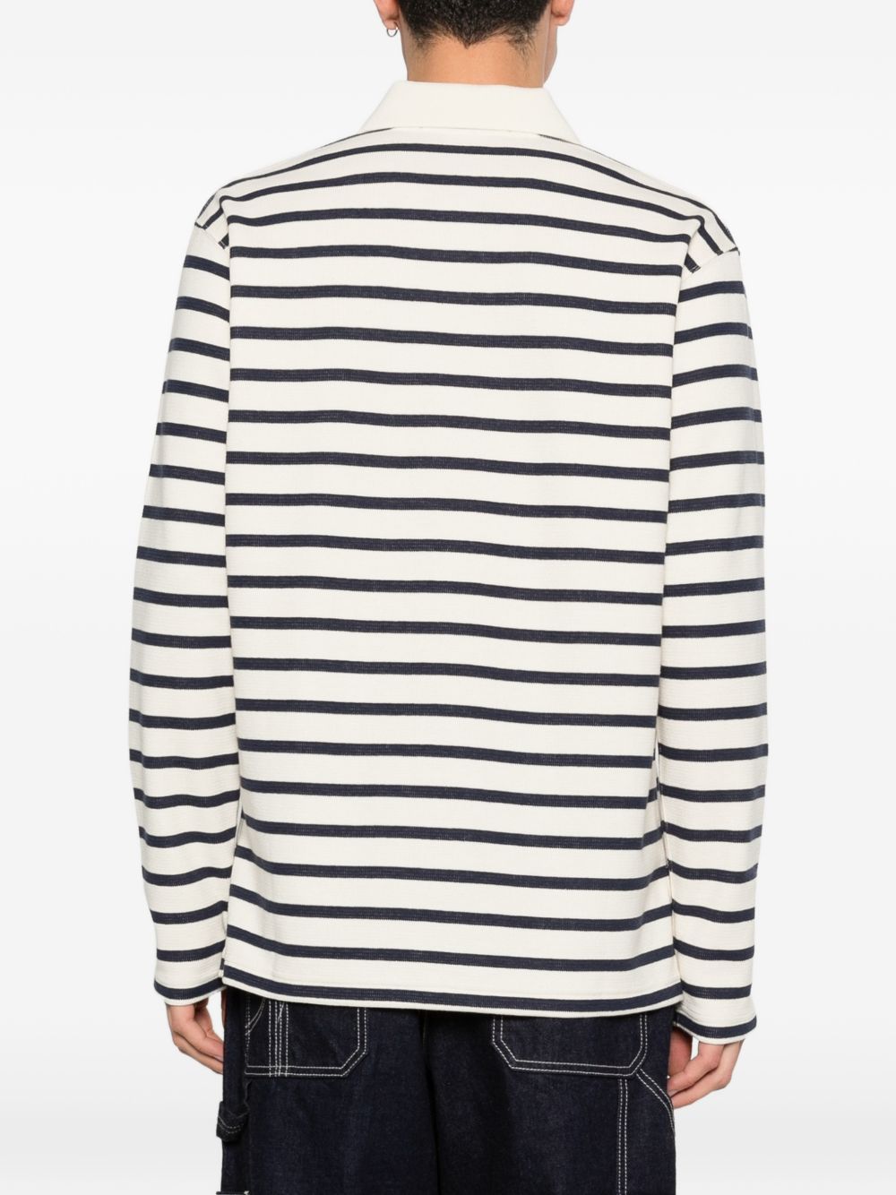 Polo a maniche lunghe a righe in bianco e blu Junya watanabe - uomo 