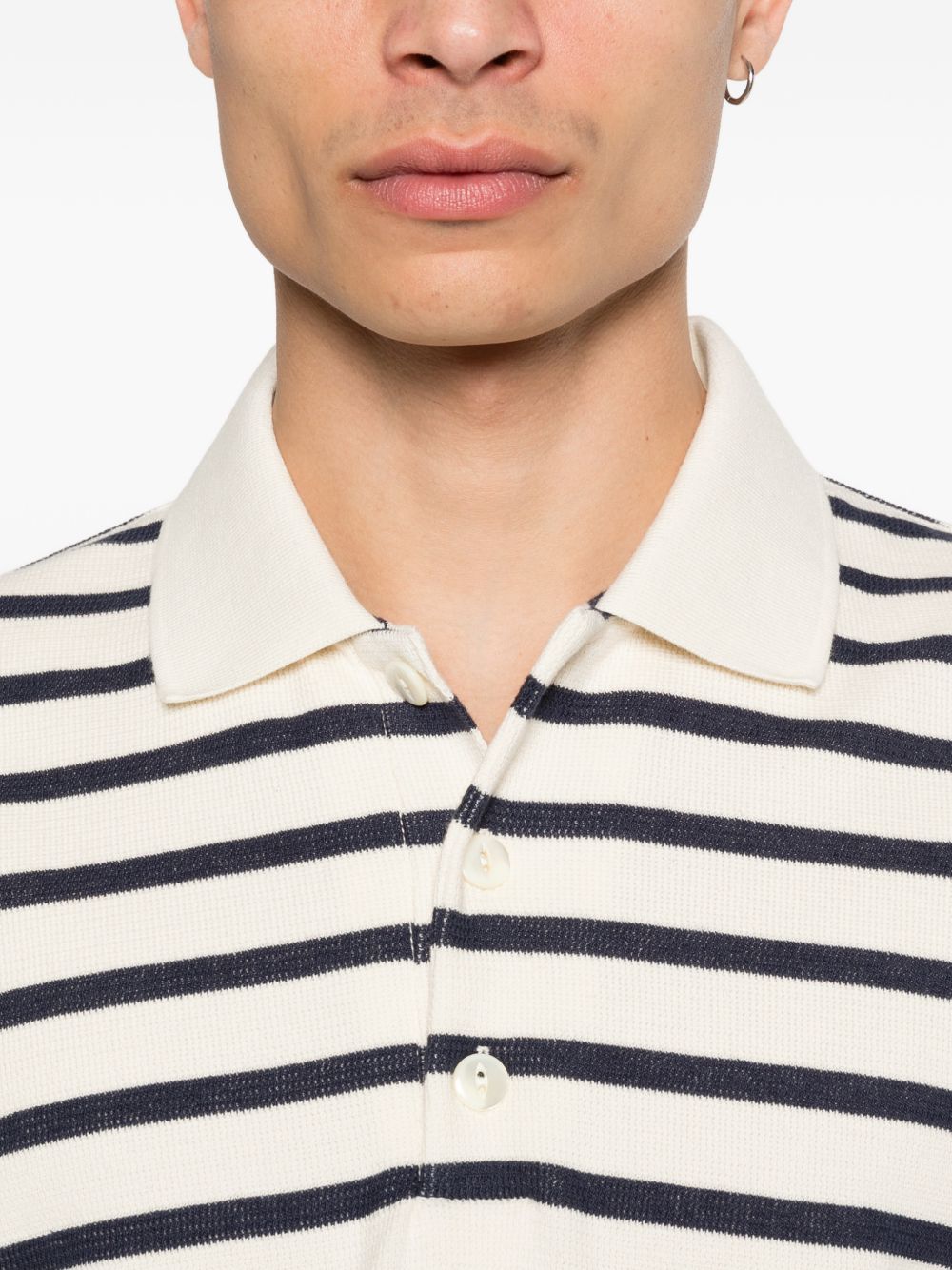 Polo a maniche lunghe a righe in bianco e blu Junya watanabe - uomo 