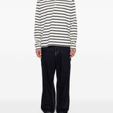Polo a maniche lunghe a righe in bianco e blu Junya watanabe - uomo 