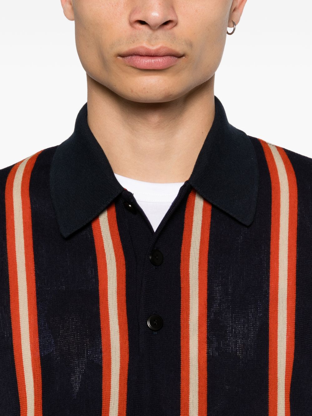Polo a maniche lunghe a righe in nero Junya watanabe - uomo 