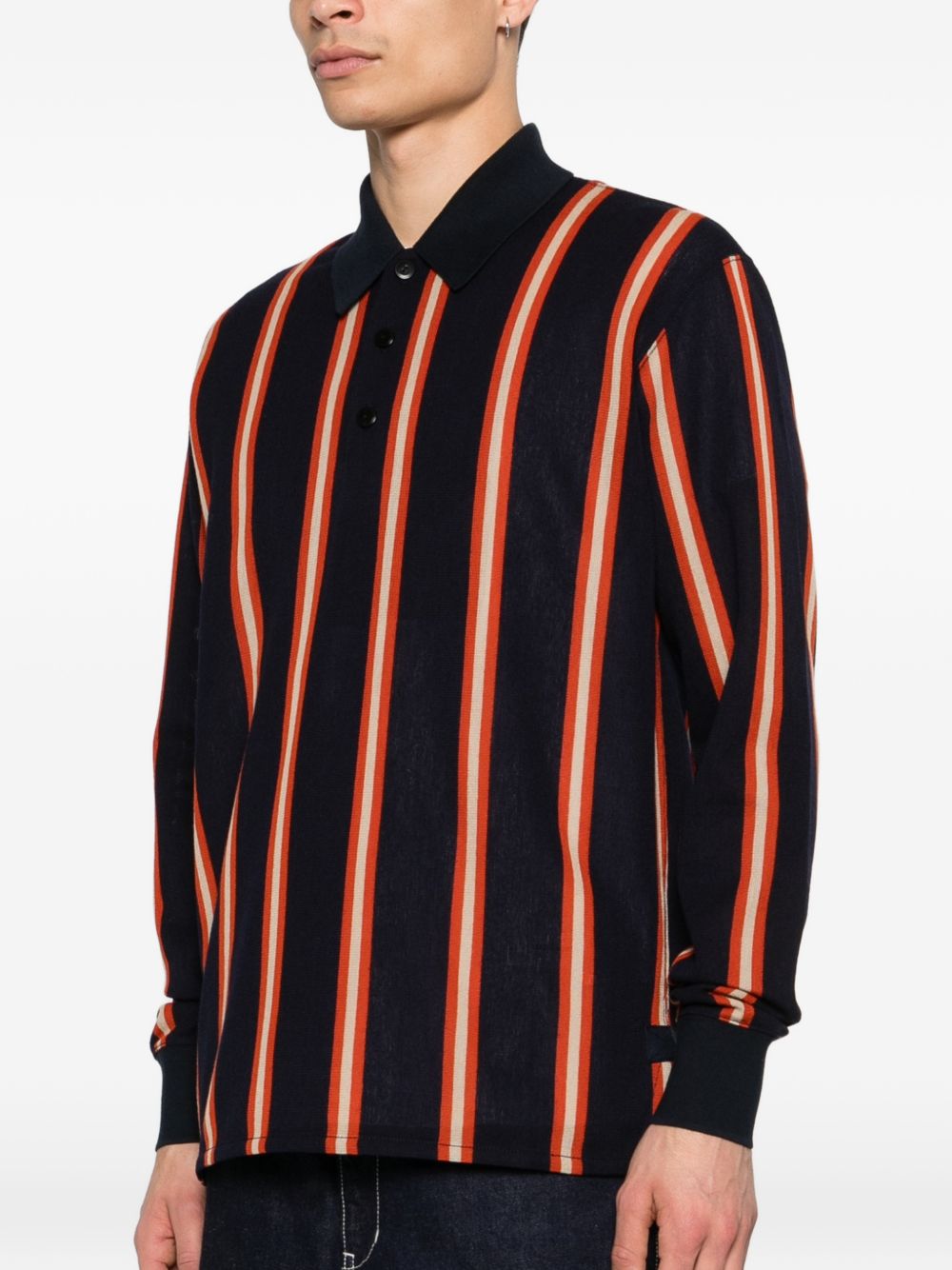 Polo a maniche lunghe a righe in nero Junya watanabe - uomo 