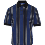 Polo a righe a maniche corte in blu e nero 
