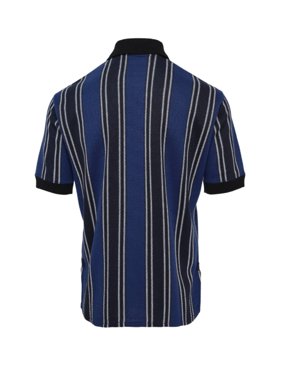Polo a righe a maniche corte in blu e nero 