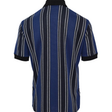 Polo a righe a maniche corte in blu e nero 