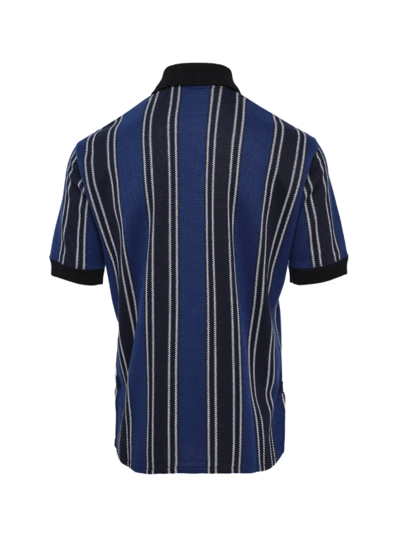 Polo a righe a maniche corte in blu e nero 