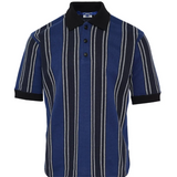 Polo a righe a maniche corte in blu e nero 